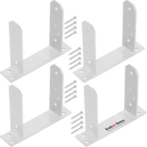 KOTARBAU® 4 Pièces Support Poteau Bois - à Visser - TT - Acier Galvanisé - 160 mm - Argent - Pied de Poteau - Fixation Robuste - Embase (1/5)