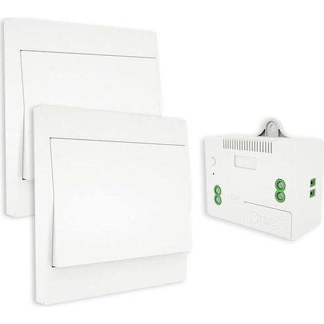 RF433 Interrupteur sans Fil, sans Pile, télécommande Murale Va et Vient, Interrupteur Mural Auto alimenté, sans câblage, émetteur pour Panneau Mural (kit à 2 Voies), intérieur extérieur étanche (1/5)