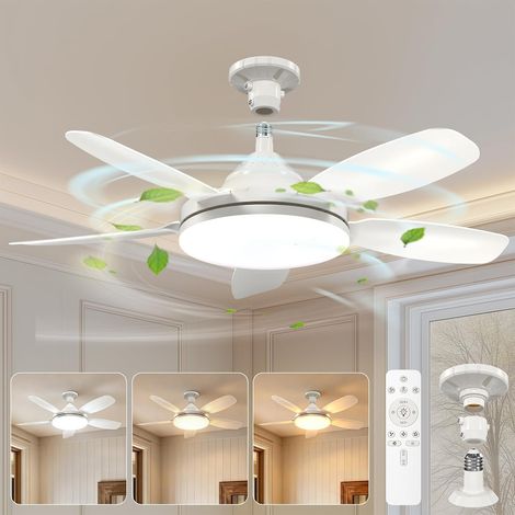 Ventilateur de Plafond avec Lumière et Télécommande 81 cm - 5 Pales Silencieux et Économe en Énergie pour Salon et Chambre (1/5)