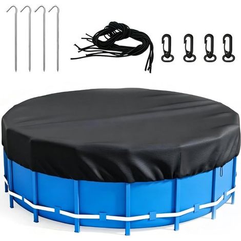 Runde Poolabdeckung, 244 cm Durchmesser, UV-beständiges, wasserdichtes Segeltuch mit Seilen (1/5)