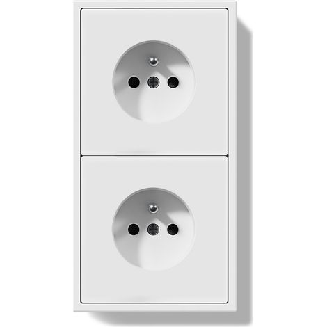 Double Prise Murale,Normes Françaises Prise Electrique Encastrable,Facile à Installer,Panneau PC,2 Gang 150 80mm,Blanc (1/5)