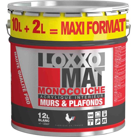 Acrylfarbe Matt Einzelschicht für Wände & Decken Weiß 12 l - Loxxo