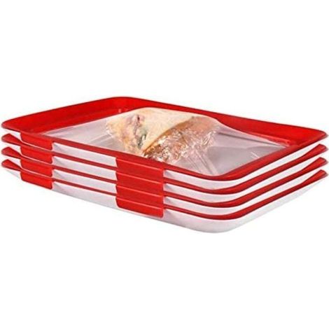 Plateau plastique modulaire avec couvercles micro-ondables, rangement aliments frais/cuisine (1/4)