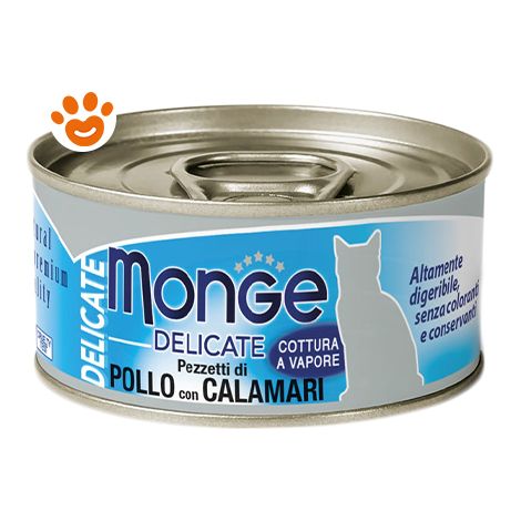Monge Cat Delicate Pollo e Calamari - Monge Cat Delicate Pollo e Calamari - Lattina Da 80 Gr