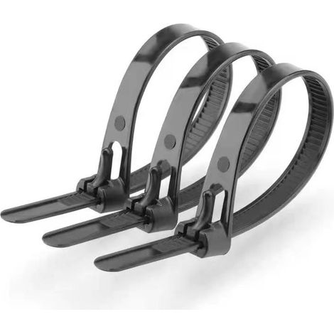 Hochleistungsfähiger, wiederverwendbarer 12-Zoll-Kabelbinder mit Reißverschluss, dicker schwarzer Kabelbinder, Packungen mit 100 Stück, 50 lb Zugfestigkeit Nylon-Kabelbinder, Mehrzweck-Kunststoff-Kabe