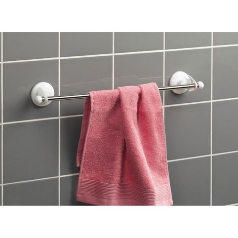 Porte Serviettes 1 Barre "Ventouse" 47cm Argent