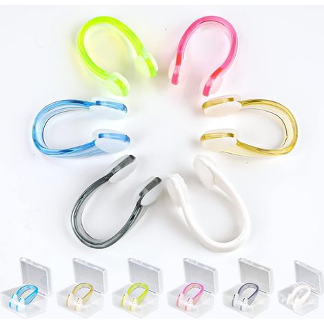 6 Pince de nez, silicone alimentaire, polycarbonate, étui de rangement, pour natation adulte et enfant (1/5)