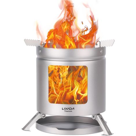 LIXADA Tiatanium Camping poêle ultraléger extérieur pliant poêle à bois poêle Camping Pot support barbecue bois de chauffage support (1/5)