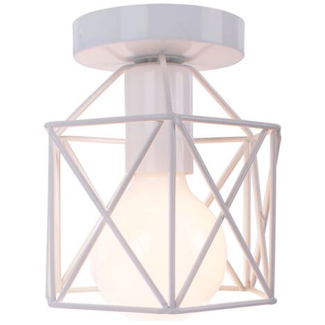 royaluxe- Plafonnier Vintage Lustre Rétro Abat-Jour En Métal Lampe De Plafond Industrielle Pour Café, Couloir, Chambre À Coucher, Cuisine, Salon, Blanc (1/5)