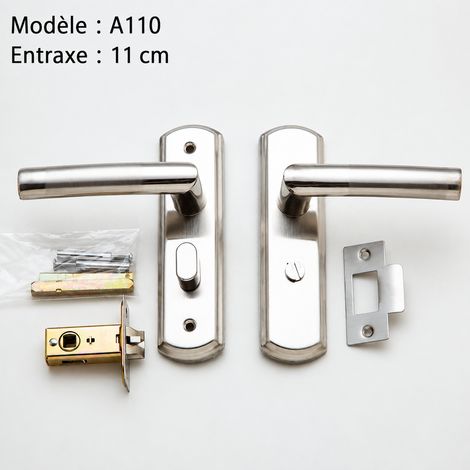 Serrure à poignée en acier inoxydable, entraxe 11 cm, sans remplacement du pêne 11cm réf 2184 500 g – Livraison gratuite
