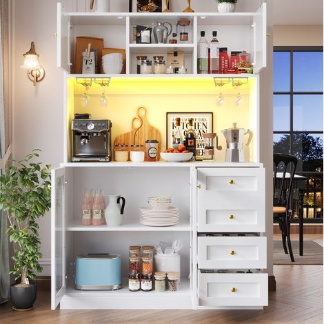 Sideboard mit LED und Stauraum 120x40x188 cm MDF OKMYHOME (1/5)