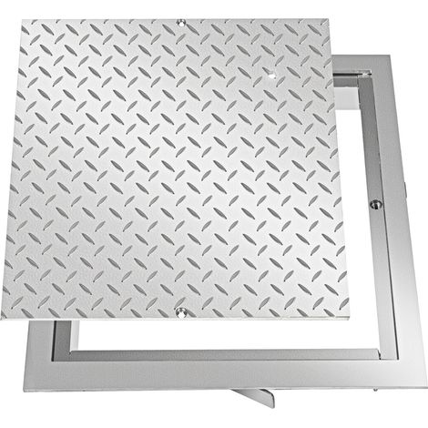 Mophorn Recessed Manhole Cover 50x50 cm Clear Opening, Galvanized Steel Drain Cover 57x57 cm, Sealed Square Manhole Cover and Frame for Boats and Ships, Heavy-Duty Steel, Silver (1/5)
