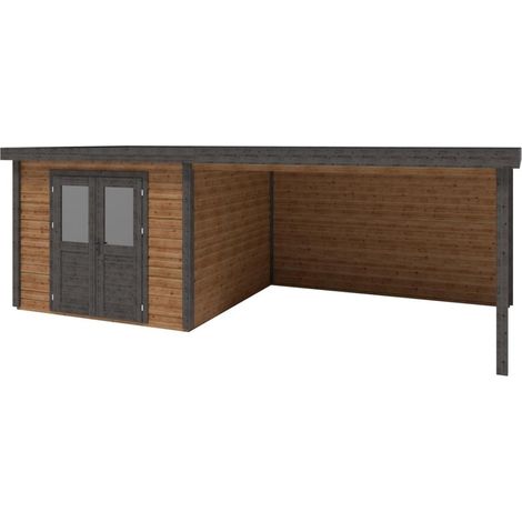 Abri de jardin en bois Aura 7.06x3.09m - 21.81m2 - Ep. 28mm - Traité (1/3)