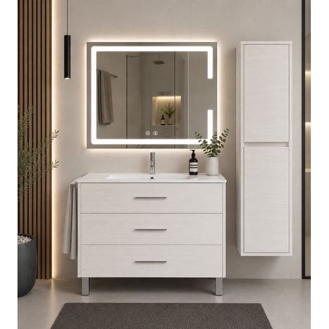 Mobile bagno con lavabo ORIGENBATH RIBERA senza specchio 50x40 cm bianco nordico con colonna (1/5)