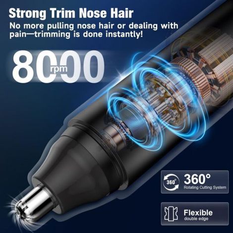 Tondeuse nez AE-3802 – Moteur 8000RPM, IPX7 étanche, USB-C – Pour homme, voyage (1/4)