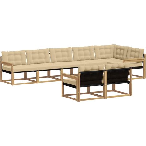 Conjunto de sofás de exterior con cojín 8 pcs y Beige vidaXL