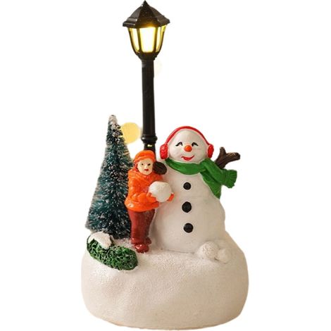 Figurine Bonhomme De Neige - Décoration De Noël En Résine Avec Éclairage - Pour Gâteau Bureau Intérieur - 1 Pièce (1/5)