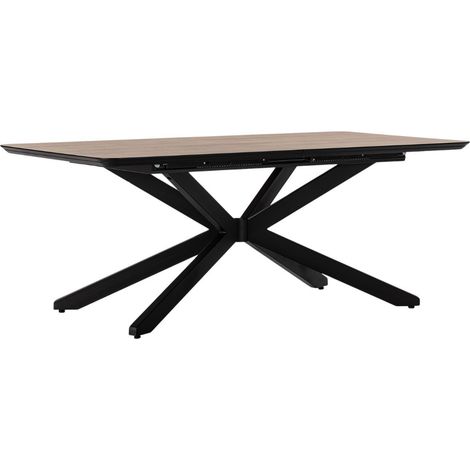 Table repas extensible 190/250cm aspect chêne foncé pieds étoile métal noir - NADILIS (1/5)