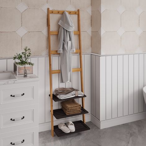 Porte-manteaux et porte-chaussures en bambou, avec porte, naturel, pour maison et usage quotidien, format pratique, style moderne et facile à associer