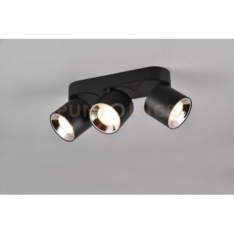 GUAYANA BARRA 3 SPOTS ORIENTABILI ANCHE DA INCASSO METALLO NERO L. 27,3CM ATTACCO GU10