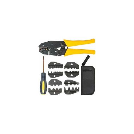 5-in-1 Crimpzange, Elektrikerzange, Ratschenzange – Spitzzange, Crimpzange, Abisolierzange – Gelb – Crezuo