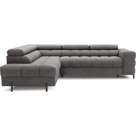 Sofá esquinero izquierdo FERRUM Gris con arcón reposacabezas ajustables 276x93x200cm (1/5)