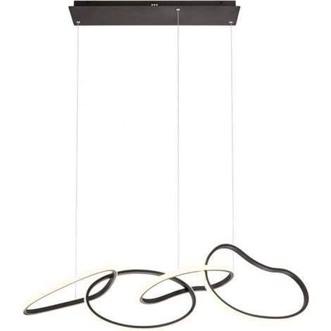 Lampadario led redo group bias 01 3388 3389 3390 led cct alluminio dimmerabile, finitura metallo nero