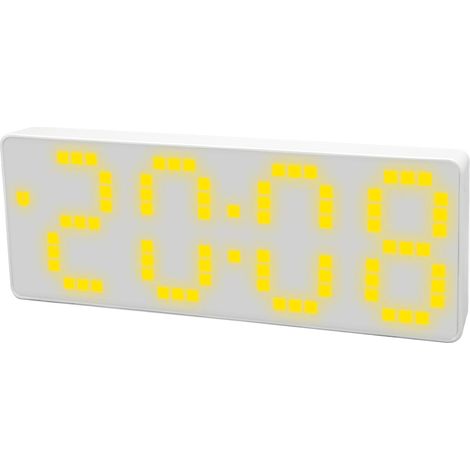Réveil numérique LED jaune vif, luminosité réglable, horloge de bureau LCD avec affichage température, écran rétroéclairé, cadran électronique compact (1/5)