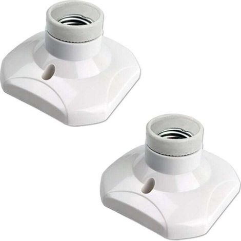 Douille de Plafonnier E27 à Vis pour Lampe Murale Intérieur, AC 230V, Support pour Ampoule LED, Base Plastique pour Plafond de Garage Atelier, Lot de 2