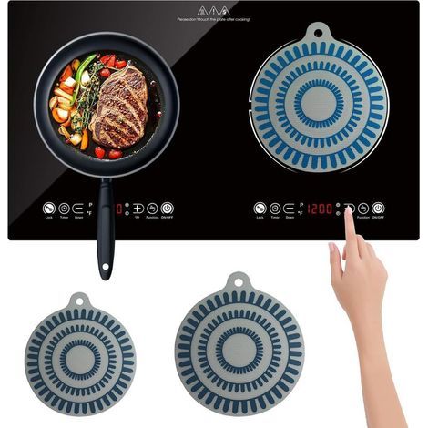 2 Pièces Tapis de Protection Plaque Induction, Protege Plaque Induction Silicone, 18cm/22cm, Anti-Glissement, Tapis pour Protéger les Ustensiles de Cuisine (1/4)