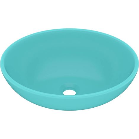 Lavandino Lusso Ovale Verde Chiaro Opaco 40x33 cm in Ceramica vidaXL