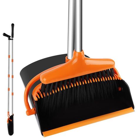 Long Handle Broom Dustpan Set 139cm Adjustable Windproof Comb Teeth Indoor Outdoor Cleaning (1/5)