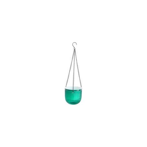 Ensemble de deux pots de fleurs suspendus, de 14,5 cm de diamètre, adaptés à la décoration de jardin. (vert) (1/5)