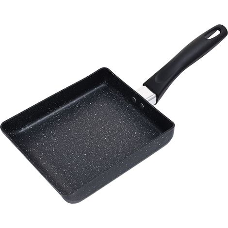 Japanische rechteckige Pfanne 13x18cm - Schwarz, tragbar, ideal für Eier und Omeletts (1/5)