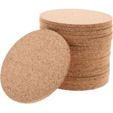 Sous-verres - Liège Naturel - Ronds - Isolants Thermiques et Antidérapants - Pour Table à Manger Cuisine Café Hôtel - Lot de 80 (1/5)