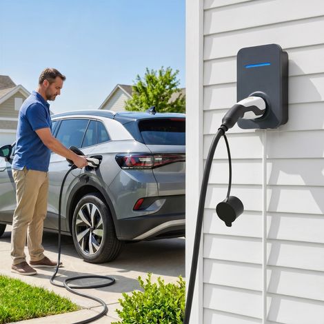 Câble de recharge de type 2 pour véhicules électriques, 11 kW, 16 A, mode 3, triphasé, 5 m – Câble d'extension pour voitures électriques et hybrides rechargeables (1/5)