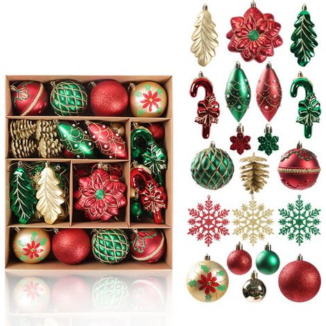 Weihnachtsbaumschmuck-Set, dekorative Hängekugeln für Weihnachtsbäume, Festtagsdekorationen (1/4)