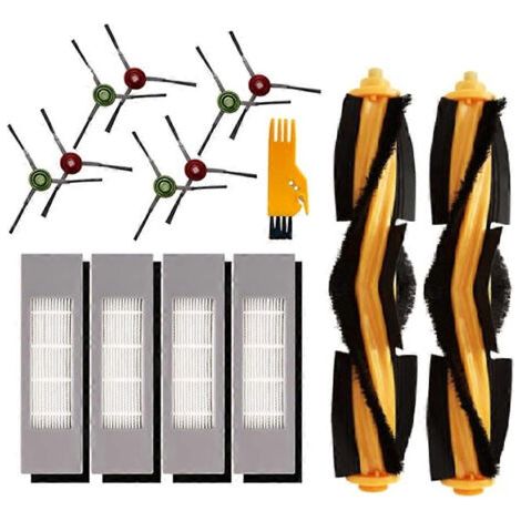 Kit d'accessoires de 15 pi��ces pour aspirateur robot Ecovacs Deebot OZMO s��ries 920, 950, T5, T8 et T9 : brosse principale, brosse lat��rale et filtre HEPA.