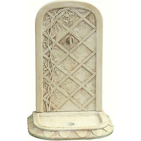 Habitat Et Jardin – Fontaine de jardin en pierre reconstituée Glycine – Dimensions 62 x 45 x 90 cm – Résistante aux intempéries – Robinet en laiton inclus