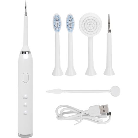 Irrigateur Buccal Multifonction avec Brosse Visage et Miroir Dentaire - Appareil de Nettoyage des Dents Blanc (1/5)