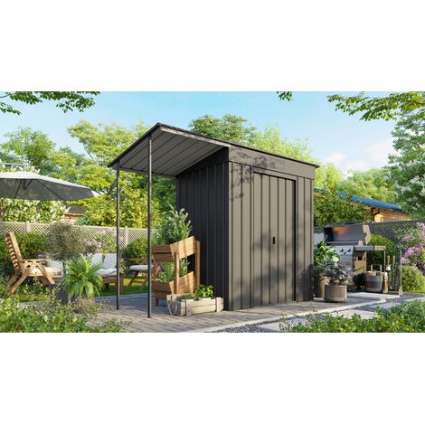 Globel Industries Gerätehaus "Skillion 64", anthrazit, 3,26 m², inkl.Schleppdach (1/3)