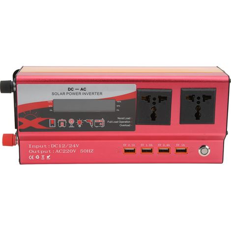 12V/24V auf 220V 900W Wechselrichter mit Kfz-Ladebuchse, LCD-Display, 4 USB-Anschlüssen und Ambientebeleuchtung (1/5)