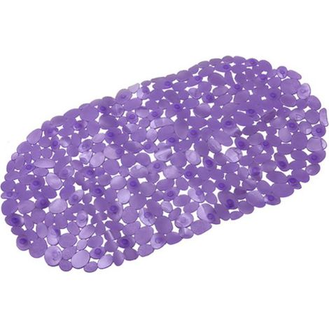 Tapis De Douche Galets - Tapis De Bain Antidérapant Avec Ventouses En Caoutchouc Pour Salle De Bain - Violet