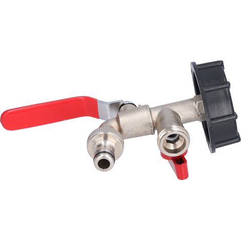Adaptateur Double pour Cuve IBC, Raccord en Laiton pour Écoulement, Robinet et Flexible - Connexion Double avec Sortie Unique