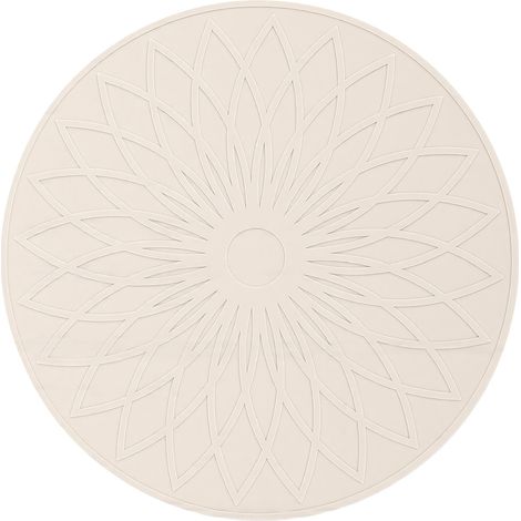 Tapis de dessous de plat rond en silicone résistant à la chaleur, protecteur de comptoir pour table à manger, support de casseroles chaudes, passe au micro-ondes, facile à nettoyer, beige 24,5 × 24,5 (1/5)
