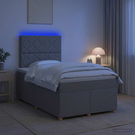 vidaXL Cama box spring con colchón Gris Claro 120 x 190 cm Tela (1/5)
