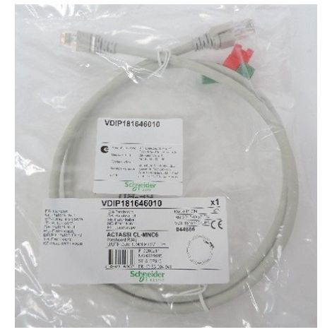 Cordon CL-MNC U/UTP 4 paires cat. 6 300 MHz LSZH - 1 mètre - gris Actassi SCHNEIDER ELECTRIC VDIP181646010