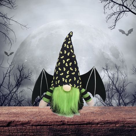 Halloween-Gnom-Plüschdekoration mit Fledermausflügeln 2 Stück (1/5)