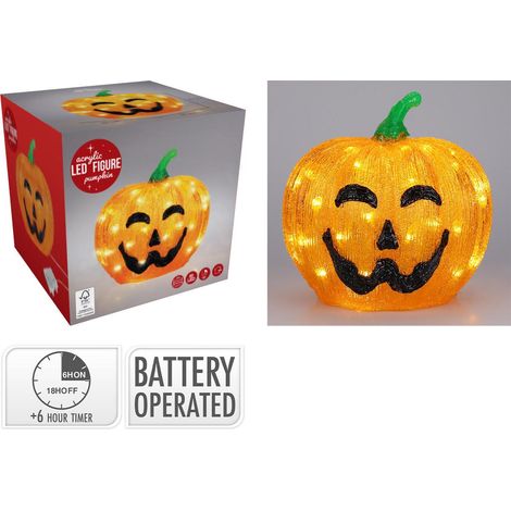 Zucca Halloween 25 cm con 50 LED bianco caldo PERAGA CHRISTMAS