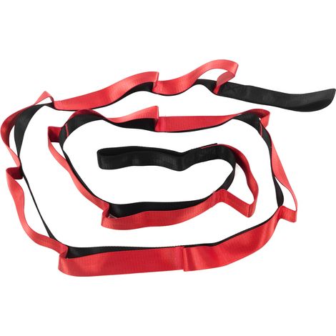 Sangle élastique de yoga en nylon rouge, idéale pour les exercices à domicile et la flexibilité (Pilates). (1/5)